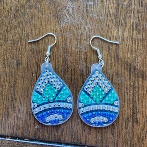 Blue and Aqua Teardrop Earrings